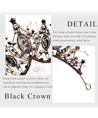 Aceorna Baroque Queen Crystal Wedding Crown - Black Rhinestone Tiara for Women - Buy Online on GoSupps.com