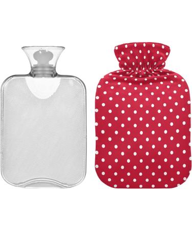 Soft Red & White Dotted Hot Water Bottle with Cover | Winter Warmth for Hands Neck & Shoulders - Shop Internationally! - Buy Online on GoSupps.com