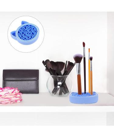 Lurrose Cat Shape Silicone Makeup Brush Cleaning Mat - 2 in 1 Brush Cleaner & Dryer Tray - Portable Cosmetic Scrubber Pad for Home & Travel (Blue - Buy Online on GoSupps.com