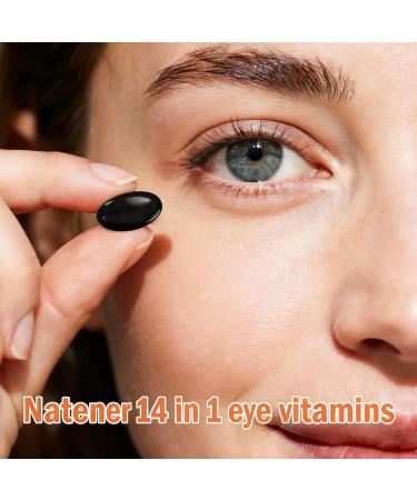 Natener 14 in 1 Eye Vitamins 25mg Lutein 5mg Zeaxanthin 24mg Astaxanthin 800mg Omega-3 & 100mg L-Theanine Supports Eye Health Moisture and Comfort* - Buy Online on GoSupps.com