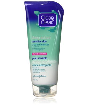 Clean & Clear Deep Action Cream Cleanser for Sensitive Skin 192ml Cream Cleanser (Sensitive Skin)