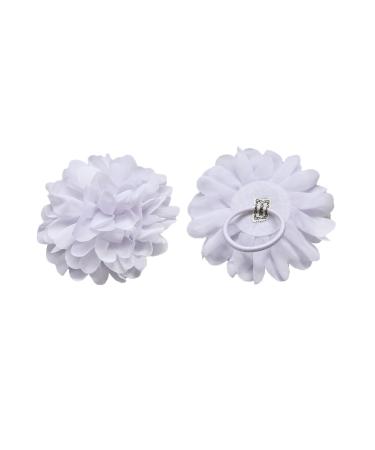 PrettyBoutique Girls Kids Women Chiffon Flower Hair Band Ponio Elastic Ponytail Bobble Accessories (10cm White)