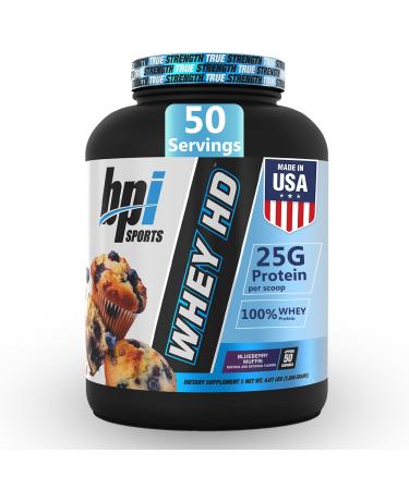 BPI Sports Whey HD Ultra Premium Protein Powder Isolate | Workout Whey Protein Powder for Men & Women for Muscle Gain | Milk Protein Concentrates | Blueberry Muffin 4.07 Pound Blueberry Muffin 4.07 Pound (Pack of 1)
