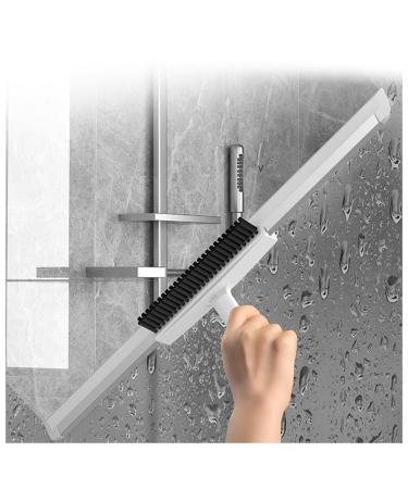 RRRYYYZZ Floor Squeegee for Concrete Floor with Brush and 2 Scrape 49'' Adjustable Handle Silicone Brooms for Floor Cleaning Floor Squeegee Heavy Duty Cleans Glass Fine Dust Hair Liquids