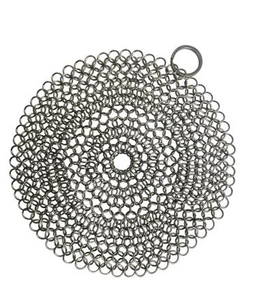 HOVhomeDEVP 316 Premium Stainless Steel Cast Iron Cleaner, Chainmail Scrubber for Cast Iron Pan Pre-Seasoned Pan Dutch Ovens Waffle Iron Pans Scraper Cast Iron Grill Scraper Skillet Scraper (7 InchR)