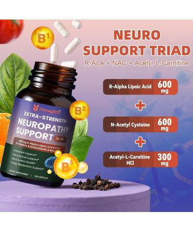 Alpha Lipoic Acid Neuropathy Supplements - with 600mg R-Alpha Lipoic Acid NAC ALC Active Vitamin B12 B1 B2 B6 Magnesium - for Nerve Heath Liver Detox Antioxidant & Mental Support 120 Count (Pack of 1) - Buy Online on GoSupps.com