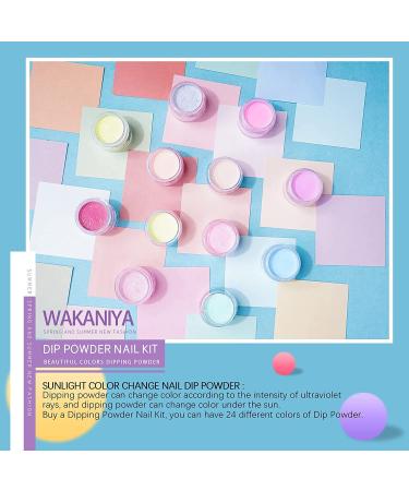 Wakaniya 12 Colors Glitter Dip Powder Nail Kit | Sun Color Changing Starter Kit for Beginners - Includes Base, Top Coat, Activator, Remover Pads | Nail Dip Powder Set with Everything - Buy Online on GoSupps.com