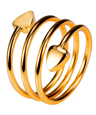 EnerCoppeX Magnetic Pure Copper Women's Rings Carry 2 Magnets Freely Adjustable Size Heart Shape Magnetic Copper Rings (Gold)