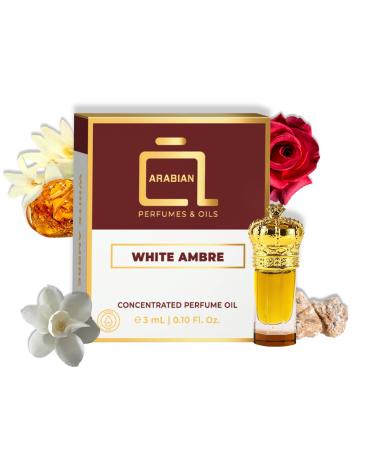 ARABIAN PERFUMES & OILS White Ambre Perfume Oil - Floral Luxurious Fragrance Oil for Men and Women - Travel Size Perfume 0.10 Fl. Oz.