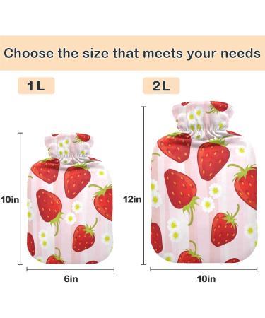 Shop Naanle Daisy Strawberry 2L Transparent Hot Water Bottle for Pain Relief | Large Heat & Cold Therapy for Bed Hands & Feet - Buy Online on GoSupps.com