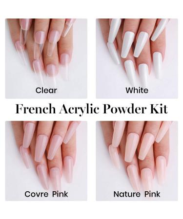 Beetles 4 Colors Acrylic Powder Kit - White Pink Nude Clear | 1oz Acrylic Polymer Nail Powder for 3D Nail Art - Buy Online on GoSupps.com