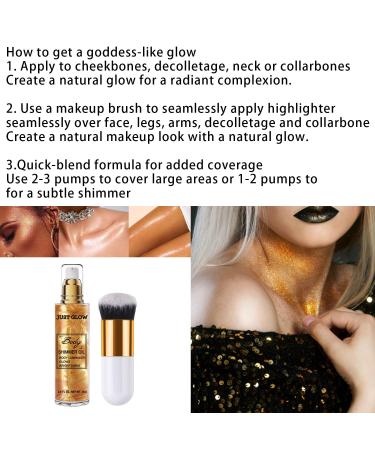 Shimmer Body Oil - Waterproof Liquid Luminizer for Face & Body | Gold Glow Illuminator & Moisturizer | Highlighter Makeup (1 Count - Buy Online on GoSupps.com