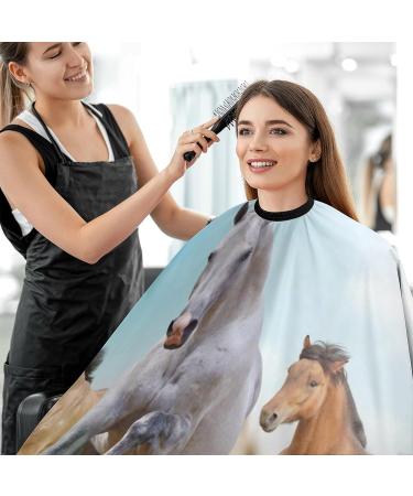 Horses in Dust Professional Hair Cutting Cape - Salon Barber Apron with Snap Closure for Hairdressing - Buy Online on GoSupps.com