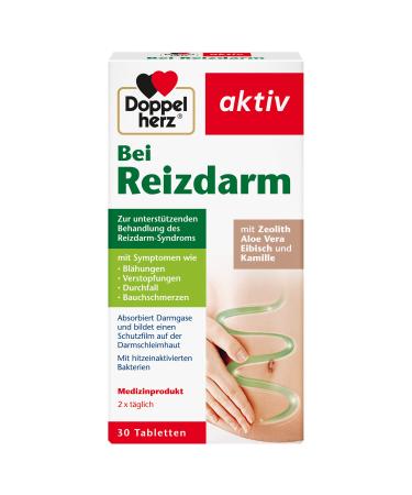 Double heart with irritable bowel - medical device for supporting treatment of syndrome with symptoms such as flatulence constipation diarrhea abdominal pain - 30 tablets - Buy Online on GoSupps.com