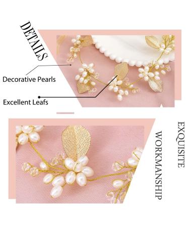 Iyou Wedding Pearl Headpiece | Gold Leaves Hair Tank & Flower Girl Headband | Hair Accessories for Brides & Bridesmaids - Buy Online on GoSupps.com