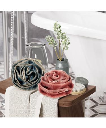AmazerBath Shower Loofah Sponge Set - Ideal Mothers Day Gifts for Women and Girls - Flower Bath Sponge 75g/PCS - Set of 2 (Indigo and Red) - Buy Online on GoSupps.com