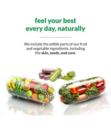 HOMERECORE Whole Food Fruits & Veggies Supplement Plant-Based Vegan Gluten-Free Soy-Free No Fillers Natural Superfoods Boost Energy & Immune System for Men & Women 90 Fruit & 90 Veggie Capsules - Buy Online on GoSupps.com