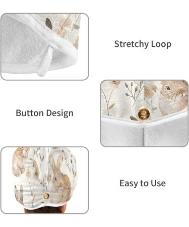 Super Absorbent Flowers Rabbits Hair Towel 2 Pack | Quick Dry Hair Turbans for Women & Girls - Buy Online on GoSupps.com