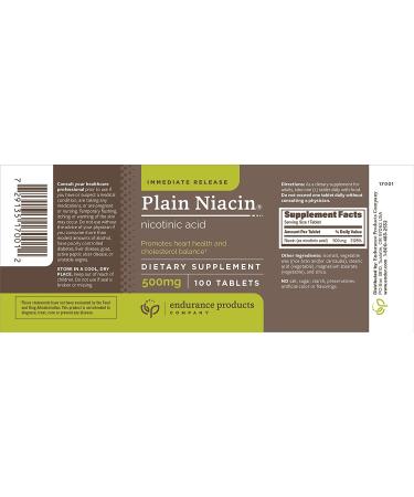 B3 Plain Niacin 500mg Immediate Release Vitamin B-3 | Non-GMO Vegan Gluten Free | Endurance Products 100 Tablets - Buy Online on GoSupps.com