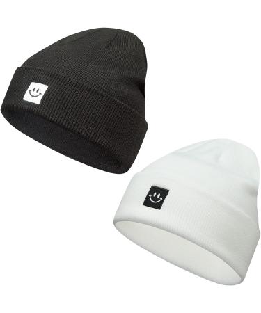 Paladoo Knit Beanie Hat 2Pack for Men/Women - White/Black - Buy Online on GoSupps.com