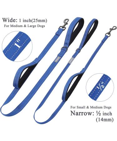 Vivaglory Traffic Handle Dog Leash - Reflective Dual Padded Handles Strong Metal Hook 1.2m Blue - Perfect for Training & Daily Walks - Buy Online on GoSupps.com