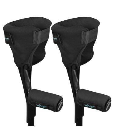Vive Forearm Crutch Pads - Padding for Crutches and Arm Cuffs - Mobility Handle Cushion Accessories for Adults Men and Women (Black)