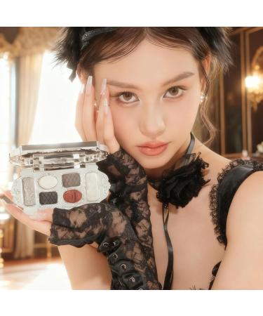 KINDLUME Eyeshadow palette 6 colors series Swan ballet with swan relief in cold red blue gray 4 matte and 2 glossy creamy texture super pigmented for eye makeup - Buy Online on GoSupps.com