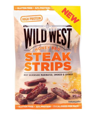 Wild West Honey BBQ Beef Jerky Strips - High Protein Snack | 16 x 25g Pack - Buy Online on GoSupps.com