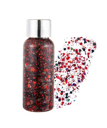 GL-TURELIFES MERMAID Mermaid Chunky Glitter Lidschade Glitter Body Gel Festival Glitter Cosmetics Face Hair Nail Make-up Long Long Lasting Sparkling 30 G (08 # red) 08 # red