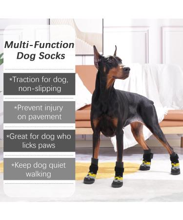 Kuoser Dog Socks - 3 Pairs Anti-Slip Paw Protection | Ideal for Hardwood Floors | Size M (6-Pack) - Stylish Black - Buy Online on GoSupps.com