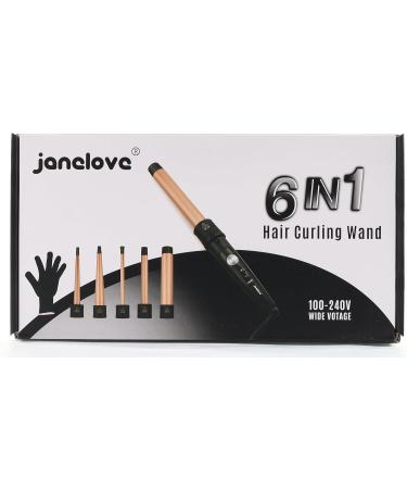 Janelove 6 in 1 Curling Iron | 9-32mm Adjustable Temp 80 C-230 C CURLING IRON for Short Hair with Attachments & Gloves - Buy Online on GoSupps.com