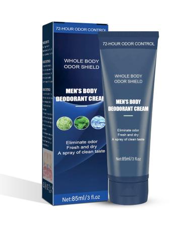 Whole Body Deodorant for Men  72 Hour Long-Lasting Odor Control Invisible Cream - Aluminum Free  Baking Soda Free