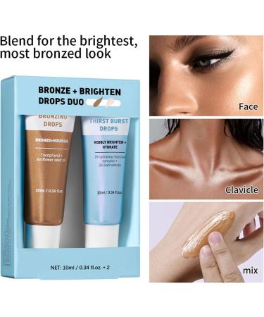  G n rique Bronzing Drops Face Tan Serums Body Highlighter Radiant Finish Gradual Glow Moisturizer Set of 2 Ideal for Daily Use for Home Salon or Travel 10 ml - Buy Online on GoSupps.com
