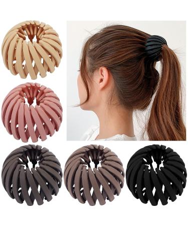 Bird Nest Magic Hair Clip Set - TOBATOBA Hair Holder Clips for Thin Hair - Expandable Ponytail Holder and Bun Maker Hair Accessories - 5Pcs Matte Plastic Bird Nest Clips for Women and Girls - Buy Online on GoSupps.com