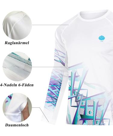 VooFly Men's UV Protection Long Sleeve Shirt | UPF 50+ Rashguard for Outdoor Sports & Swimming - White Violet - Buy Online on GoSupps.com