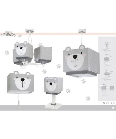 Dalber Little Teddy Bear Children's Wall Lamp - Grey Animal Light for Kids' Room | E27 | 64578 - Buy Online on GoSupps.com