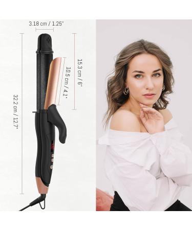 AmoVee 2-in-1 Travel Curling Iron & Hair Straightener - 1.25 Inch Ceramic Tourmaline Dual Voltage Adjustable Temp Rose Gold - Buy Online on GoSupps.com
