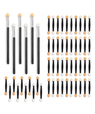 60Pcs Eyeshadow Brush Double Ended Oval Eyeshadow Brush Sponge Oval Makeup Brush Eyeshadow Applicator Portable Eyeshadow Brush Beauty Makeup Tool for Makeup Beauty Shop
