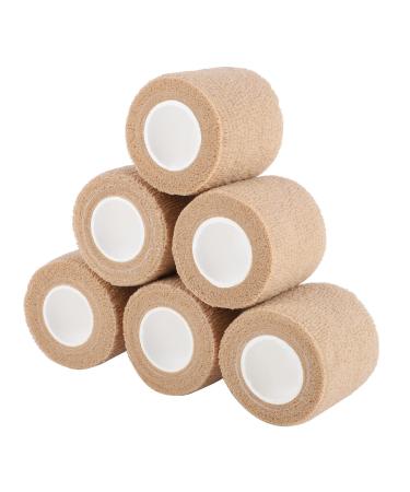 6 Rolls Self Adherent Cohesive Bandages 5 cm x 4.5 m Non-Woven Cohesive Wrap Uses Include Wrist & Finger Tape Vet Tape Medical Tape Football Sock Tape Sports Tape Complexion