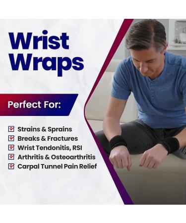 Wrist Wraps for Wrist Tendonitis & Carpal Tunnel Pain Relief - 2 Wrist Supports for Ganglion Cyst & Weightlifting - Fits Left & Right Hands - Buy Online on GoSupps.com