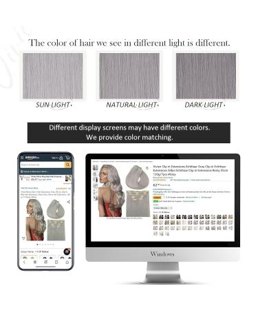 Vivien Clip-In Extensions | Real Hair Gray & Silver | 35cm 120g 7pcs | Remy Quality | 14 Inch #Silber - Buy Online on GoSupps.com