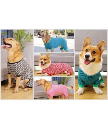 Striped Cotton Dog Pajamas for Puppy & Cat | Breathable 4 Legs Basic Jumpsuit | Super Soft & Stretchable XX-Large Black Red+Black - Buy Online on GoSupps.com