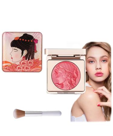Embossed Girl Blush for Cheeks embossed smooth powder blush palette for cheeks multi-purpose smooth lasting blush palette Matte Face Powder Blush Palette for All Skins (Cherry)