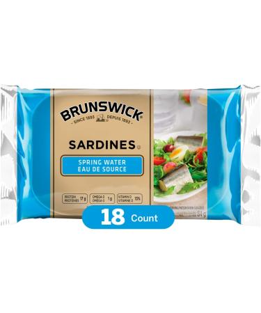 Brunswick Sardines In Spring Water - 106g 18 Count - Canned Sardines 17g Of Protein Per 84g Serving Drained & Sardine Fillets Seafood Snacks Golden Smoked 92g 18 Count - Canned Sardines Canned Sardines + Canned Sardines - Buy Online on GoSupps.com