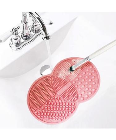 Makeup Brush Cleaning Mat Silicone Makeup Cleaning Brush Scrubber Mat Portable Washing Tool Cosmetic Brush Cleaner with Suction Cup for Valentines Day (Pink) - Buy Online on GoSupps.com