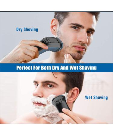 Men's Electric Shaver FlySpur 3D Rechargeable Waterproof Rotary Razor with Pop-up Trimmer - Blue - Buy Online on GoSupps.com