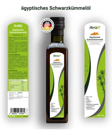 Herbbio Egyptian Black Cumin Oil 250ml - Cold-Pressed 100% Natural Raw Food Quality Black Seed Oil - Buy Online on GoSupps.com