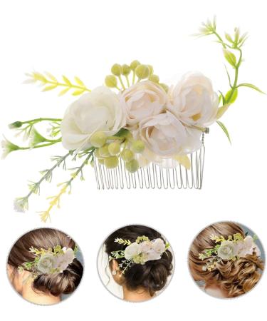 Angoily Rose Hair Comb Bridal Accessories Wedding Headpiece Prom Hair Clips Hair Accessory for Women Flower Headpiece Tiara Hair Combs for Wedding Silk Cloth Hairpin Bride Pink - Buy Online on GoSupps.com