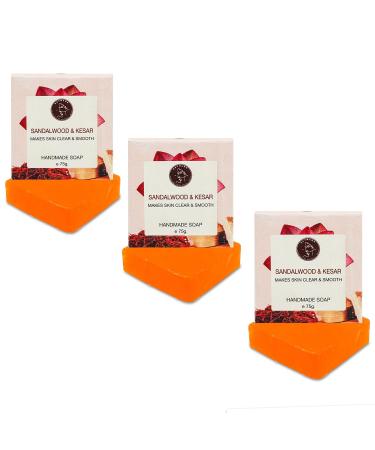 Sandalwood Saffron Handmade Natural Soap for Men & Women | Moisturizing Bar Soap Set (3 Bars 7.9 Oz) | Ideal for Body & Face Care - Buy Online on GoSupps.com