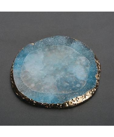 Resin Stone Manicure Palette Gilded Edge Nail Art Pallet Nail Art Mixing Palette Nail Art Paint Palette for Lipstick Pigment Mixing(Blue) - Buy Online on GoSupps.com